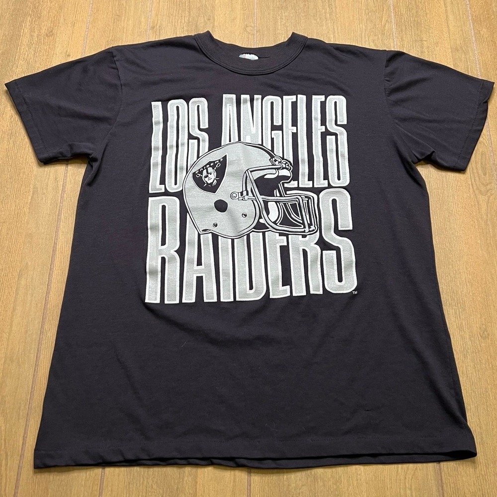 Garan T-Shirt Mens XL Black Los Angeles Raiders Vintage 80s Graphic Helmet Tee